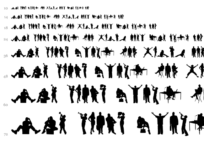 Human Silhouettes Two font waterfall